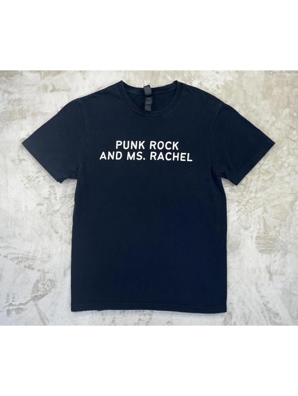 “Punk Rock Or Ms. Rachel” On A Men’s Gildans Black T-Shirt Size XS